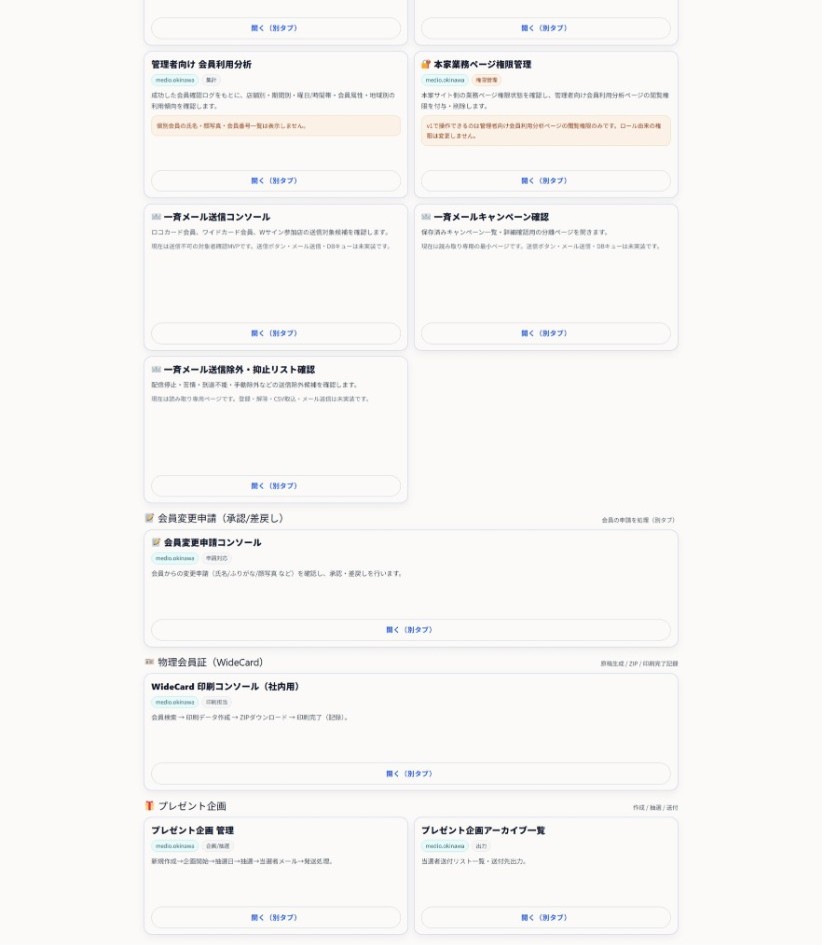図2:Medio業務システムメニュー(中部)